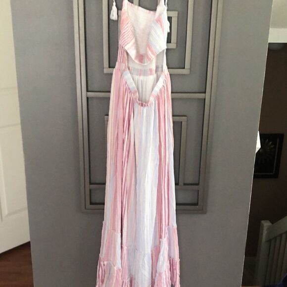 Fashion Nova Maxi sundress gauze open back tassel size M - Picture 4 of 8